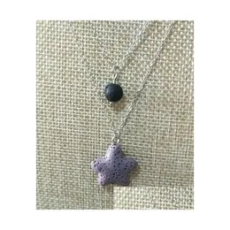 Pendant Necklaces Fashion Starfish Lava Stone Mtilayer Necklace Volcanic Rock Aromatherapy Essential Oil Diffuser For Women Jewelry Dhm7Q