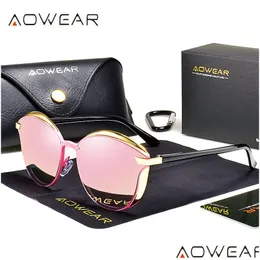 Occhiali da sole Aowear Luxury Cat Eye Retro Womens Polarization Interessanti Designer Lenses Occhiali 230512 Drop Delivery Fashion Accessori Dhlyu