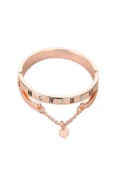 Różowe złoto bransoletki ze stali nierdzewnej bransoletki kobiece serce na zawsze miłość marka Charm bransoletka dla kobiet słynna biżuteria moda prezenty8282303