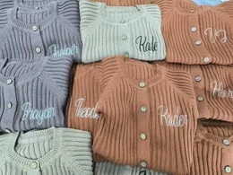 Family Matching Outfits Personalized Solid Knitting Cotton Long Sleeve Outfit Toddler Baby Boys Girl Romper Spring Autumn born Baby Girls Jumpsuit 230711