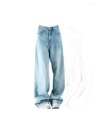 Jeans da donna Pantaloni lavati blu larghi a vita alta Moda Streetwear Coreano Y2k Punk vintage Gamba larga per donna 2023