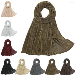 Vêtements Ethniques 180 70cm Glitter Hijab Longue Écharpe Femmes Musulmanes Châle Foulards Brillant Tête Wrap Turban Foulard Islamique Étoles Mode Solide