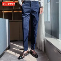 Calças Masculinas 2023 Slim Stretch Calças Masculinas Sunmmer Alta Qualidade Clássico Cor Sólida Business Casual Vestir Terno Formal