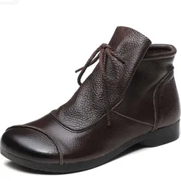 Buty żeńskie buty 2022 NOWOŚĆ jesień zima retro buty mody skórzane buty kostki zapatos de mujer botas botas chaussures L230712