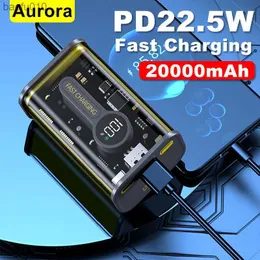 PD22.5W Transparent 20000mAh Power Bank Snabbladdning externt batteri för iPhone Huawei Xiaomi Smartphone Tablet för Cyberpunk L230712