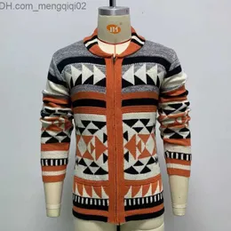 メンズセーター 2022 冬のジッパーセーターメンズカーディガンコートファッションジャカード厚いセーターカジュアルニットジャケット紳士服 S-4XL MY881 Z230712