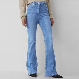 Damskie dżinsy damskie rozciągliwe rozkloszowane spodnie szerokie nogawki Boot Cut Denim spodnie eleganckie kobiece szczupłe podkowy Bell Bottom Bellbottom Palazzo