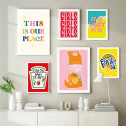 Toile Peinture Nordique Jus De Fruits Tomates Affiches Et Image Mur Art Couleur Filles Salon Cuisine Rose Peinture Mur Art Maison Kawaii Chambre Décor w06