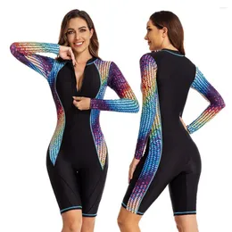 Costumi da bagno da donna Moda Bellissima tuta da surf monopezzo stampata a maniche lunghe Sport acquatici Protezione solare Nuotata in spiaggia Abbigliamento da motoscafo