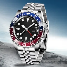40mm Batman Man GMT Sub Style Diver 2813 Movement Watch Automatic Black Dial Sapphire Glass Date Ceramic Watches Men Dual Two Timezone Wristwatches