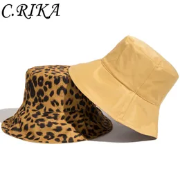 Chapéus de aba larga balde chapéu de leopardo de dois lados para mulheres reversíveis panamá viagens sol verão senhoras praia proteção pescador 230712