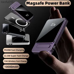 Magnetische Power Bank 10000 mAh Macsafe Tragbares Ladegerät mit PD20w Externer Akku Schnellladung für iPhone Powerbank Wireless L230712