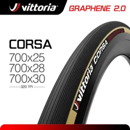 Fahrradreifen Drahtreifen Vittoria Corsa 700X25C Straßenreifen 70028C/32C Graphene 2.0 Black Skin Faltreifen 320 TPI Geeignet für Rennrad 700 HKD230712