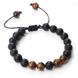 Strand 8mm Perline Bracciali Per Uomo Natural Healing Tiger Eye Bracciale Pietra Lavica Bracciali Intrecciati Regolabili Donne Pulsera Gioielli Regalo