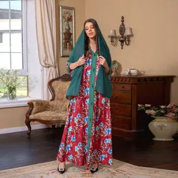 Etnische Kleding AB278 Zuidoost-Aziatische Vintage Abaya Dames 2023 Lente Print Jurk Ramadan Eid Djellaba Moslim Dubai Voor Vrouwen