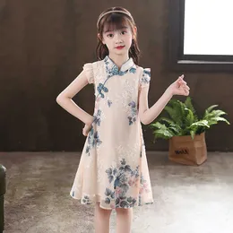 Девушка платья детская девушка цветочное Qipao Pink Dress Формальное китайское детская одежда милая малыша детская современная Cheongsam День день рождения подарки вечернее grasheshkd230712