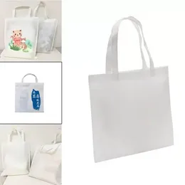 Vit sublimering Non Woven Tyg Shopping Heat Press utskrivbar anpassad livsmedelsväska med handtag för DIY -dekorering