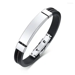 Link Pulseiras Yo Name Punk Masculino Preto Silicone Prata Cor Aço Inoxidável Jóias Pulseira Bangles Presentes