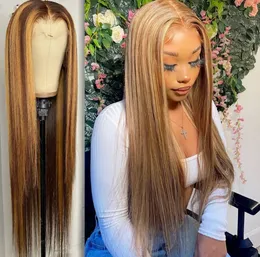 Highlight Lace Frontal Wig Cabelo Humano Honey Blonde 13x4 Bone Straight Lace Front Wig Para Mulheres Perucas Femininas Brasileiras