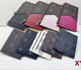 2023 Designer korthållare plånbok kort fodral handväska kvalitet påse quiltade äkta läder kvinnliga män purses mens nyckelring kredit mynt koppling mini väska brun duk med