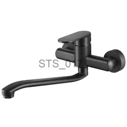 حنفيات المطبخ حديثًا IC Brass Black Kitchen Faucet Sink Tap Fall Spout Spout Mixer Faucet Mount 360 Rotation 20/25/30cm x0712