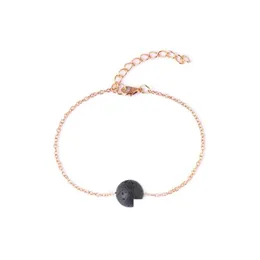 Braccialetti con ciondoli Moda Stile semplice Catena color oro Bracciale in pietra lavica nera Aromaterapia Diffusore di oli essenziali per le donne Gioielli Dhz0D