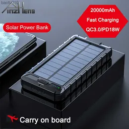 PINZHENG 20000mAh Banco de energía solar portátil PD 3.0 Carga rápida Banco de energía de batería externa para iPhone Samsung Xiaomi Cargador L230712