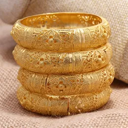 Bangle 24k Dubai Gold Color Bangles per le donne Dubai Bride Wedding Bracciale etiope Africa Bangle Arab Jewelry Charm Bracelet Jewelry 230711