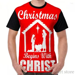 T-shirt da donna Christmas Begins With Christ Graphic T-Shirt Camicia da uomo Funny All Over Print T-shirt a maniche corte da donna