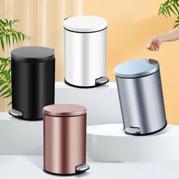 Waste Bins 6L dustproof stainless steel metal step kitchen bathroom office garbage container garbage bin with foot pedal 230711