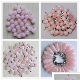 Charms Natural Stone Ball Water Drop Heart Pink Quartz Healing Pendants Diy Necklace Jewelry Accessories Making Delivery Findings Com Dhjlt