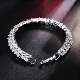 8mm Vintage Cubic Zirconia Tennis Bracelet With Extention Clasp Copper Wheat Marquise Cut Wedding Bridal White Gold Plated Chain Bracelets Bangle For Women Jewelry