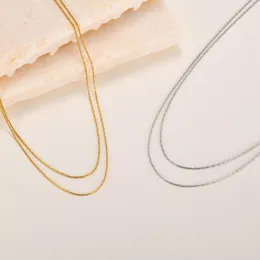 Ketten Doppellagige Halskette aus Edelstahl für Damen, einfacher Alltagsschmuck