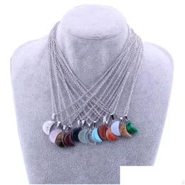 Anhänger Halsketten Naturstein Halskette Mondform Türkis Opal Druzy Drusy Für Frauen Schmuck Drop Lieferung Anhänger DHCG3