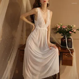 Women's Sleepwear Women Lingerie Lace Babydoll Nightdress Mesh Chemise V Neck Wedding Nighties Bridal Nightgown Lounge Dresses