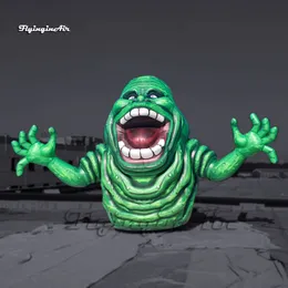 4,5 m (15 Fuß) gruseliger großer aufblasbarer Slimer-Ghostbusters-Geistercharakter-Ballon, Luft aufblasendes grünes Monster für Halloween-Dekorationen