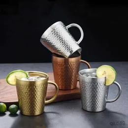 Mugs Creative Hammer Texture Coffee Mug Stainless Steel Style Beer Cold Drink Milk Cup Kitchen Bar Tumbler Drinkware R230712