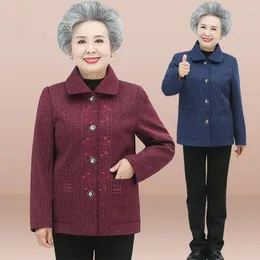 Vestes pour femmes automne hiver vêtements de grand-mère velours/pas de velours veste d'âge moyen personnes âgées broderie vêtements d'extérieur mère court