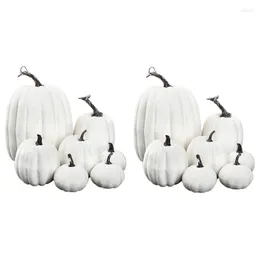 Decoración de fiesta Halloween Blanco Calabaza artificial Espuma Núcleo de escritorio Acción de gracias 14 piezas