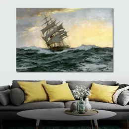 Statek morski płótno Wall Art Bird of Dawn Sir Lancelot Montague Dawson malarstwo Handmade Seascape dekoracja sypialni