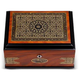 Zedernholz Zigarrenhülle mit Luftbefeuchter Hygrometer großer Kapazität Zigarren Humidor Box Bronze Streifen Zigarrenschachtel Raucherzubehör