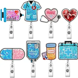 10 Pcs/Lot Custom Key Rings New Styles Scrub Life Acrylic Badge Holder Nurse Accessories Medical Series Nursing Student CNA Badge Reel Nurse Gifts