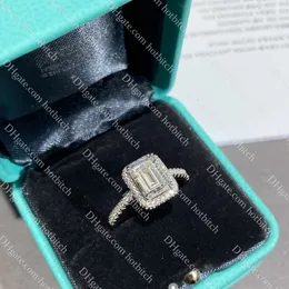 Projektant pierścionek z brylantem luksusowe kobiety obrączka wysokiej jakości pierścionki zaręczynowe biżuteria z pudełkiem prezent na boże narodzenie