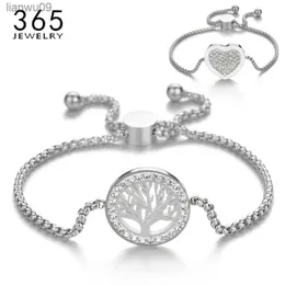 Braccialetti di cristallo cuore regolabile in acciaio inossidabile di lusso per le donne Bracciale albero della vita in acciaio con zirconi cubici Regalo per la festa della mamma L230704