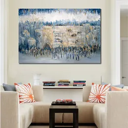 Abstrato de arte em tela judaica texturizada no Kotel Pinturas a óleo feitas à mão Contemporânea Abstrato Decoração de parede