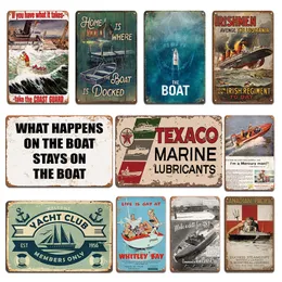 Otros suministros para fiestas y eventos Shabby Chic Boat Poster Letrero de metal Vintage Deck Beach Bar Decor Carteles de hojalata Retro Boat Anchor Wall Painting Stickers 230712