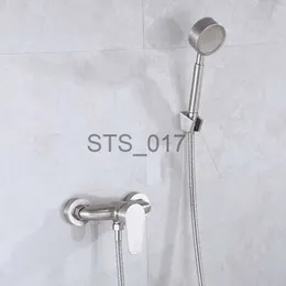 Kitchen Faucets 304 Brushed Stainless Steel Shower Head Set Bathroom Hot and Cold Mixed Water Shower Faucet Bathroom Tub and Shower Faucets x0712