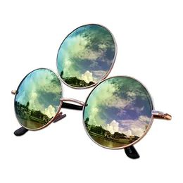 2023 Novos óculos de sol redondos de terceiro olho feminino/masculino reflexivo espelhado preto feriado óculos de sol três lentes tons UV400
