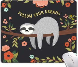 Cute Sloth with Floral Mouse Pad Washable Personalized Computer Mouse Mat with Design Gaming Office Home Non-Slip Rubber Base