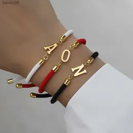 2023 Novo Clássico Pulseira com Letra Inicial Feminina Feito à Mão Ajustável Pulseira de Corda AZ para Mulheres Jóias Presente L230704